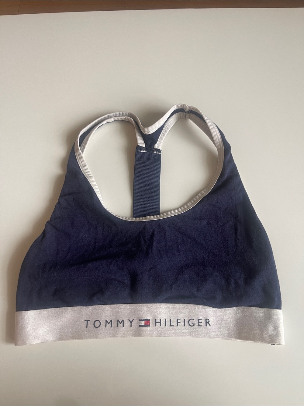 Tommy Hilfiger Navy & White Racerback Sports Bralette
